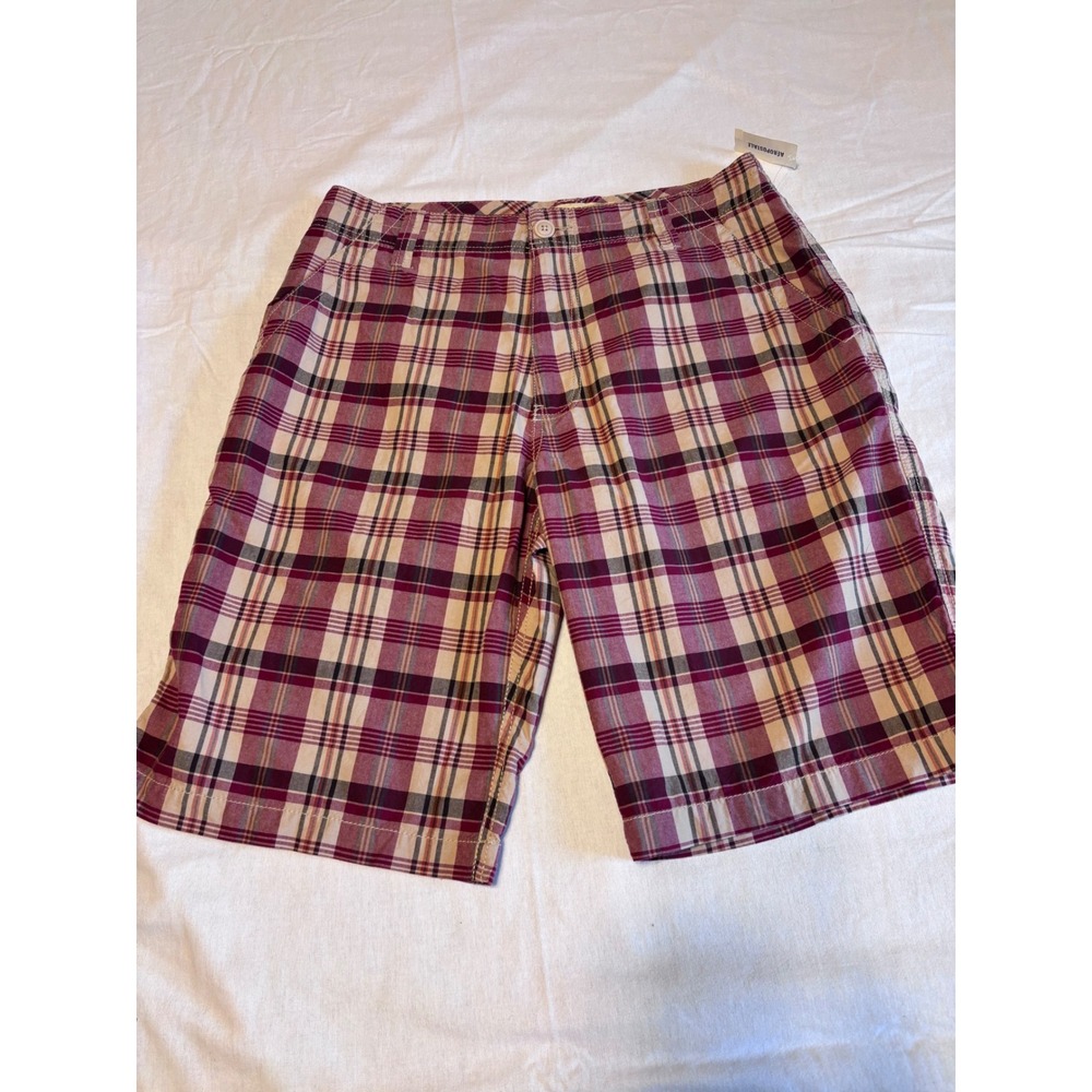 Aéropostale Men's Plaid Shorts Size 32 Burgundy Tan Black 100% Cotton NWT